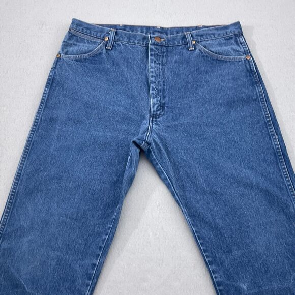 VTG Wrangler Cowboy Jeans 36x32 Mens Blue Denim 13MWZPW Made in‎ USA - Picture 2 of 10